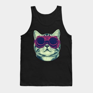 Cyberpunk Cat With Glasses Tank Top